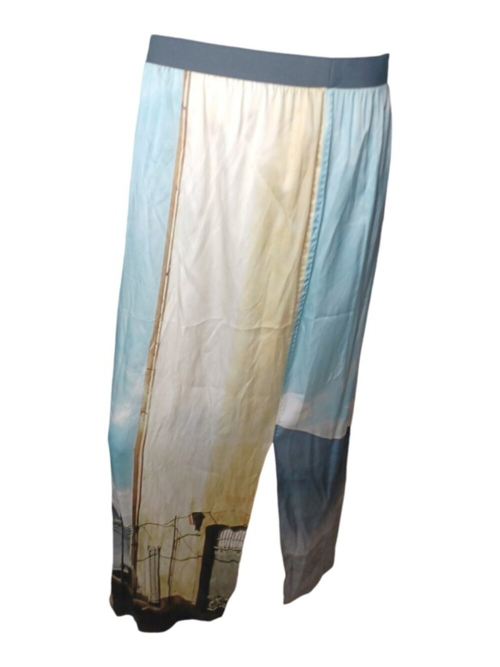 Marc Cain Silk Blue Print Maxi Skirt L